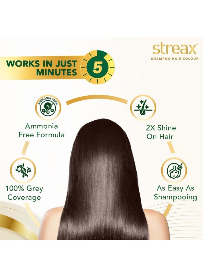 Streax Shampoo Hair Colour, 60 ml - Dark Brown, Easy DIY- Squeeze Pack - Image 2